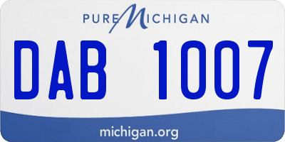 MI license plate DAB1007