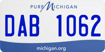 MI license plate DAB1062