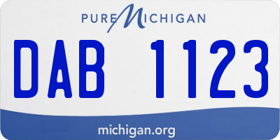 MI license plate DAB1123
