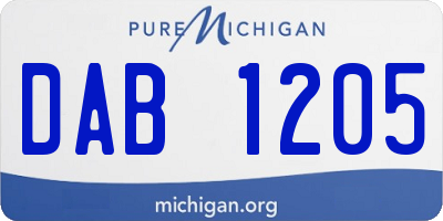 MI license plate DAB1205