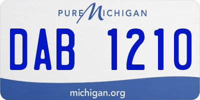 MI license plate DAB1210
