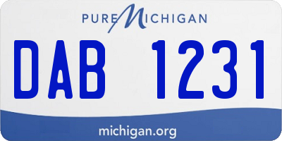 MI license plate DAB1231