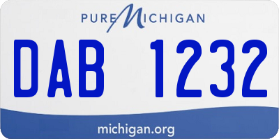 MI license plate DAB1232
