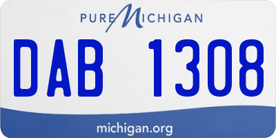 MI license plate DAB1308