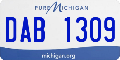 MI license plate DAB1309