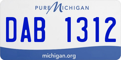 MI license plate DAB1312