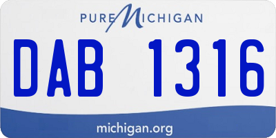 MI license plate DAB1316