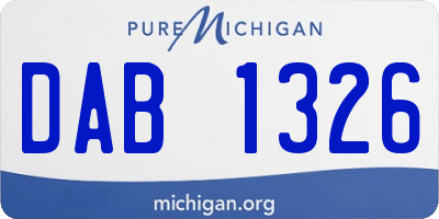 MI license plate DAB1326