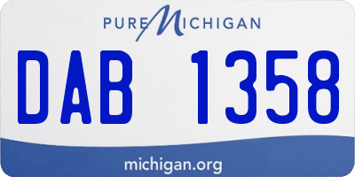 MI license plate DAB1358