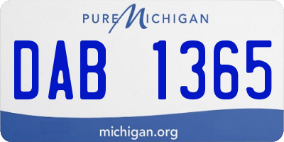 MI license plate DAB1365