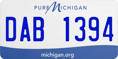 MI license plate DAB1394