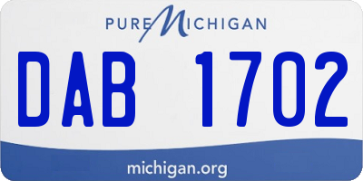 MI license plate DAB1702