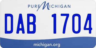 MI license plate DAB1704