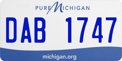 MI license plate DAB1747
