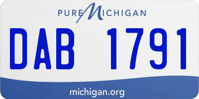 MI license plate DAB1791