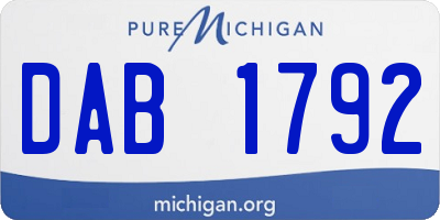 MI license plate DAB1792