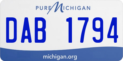 MI license plate DAB1794