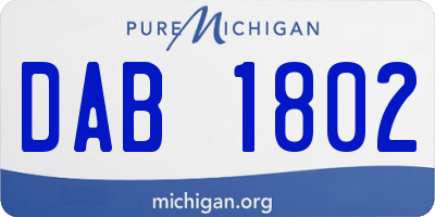 MI license plate DAB1802