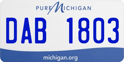 MI license plate DAB1803