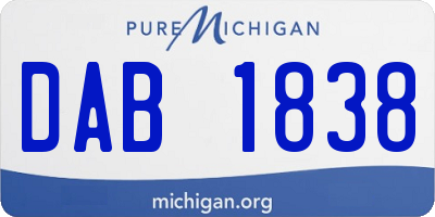 MI license plate DAB1838