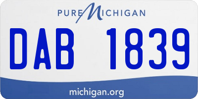 MI license plate DAB1839