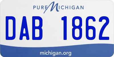MI license plate DAB1862