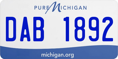 MI license plate DAB1892