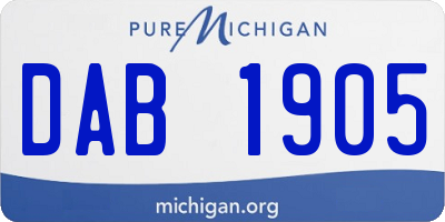 MI license plate DAB1905