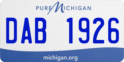 MI license plate DAB1926