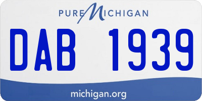 MI license plate DAB1939