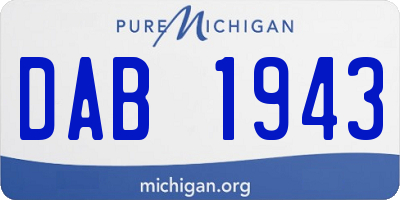 MI license plate DAB1943