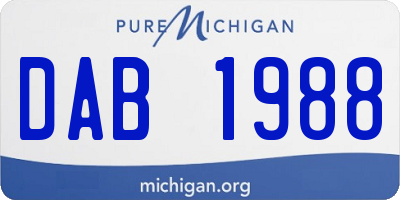 MI license plate DAB1988