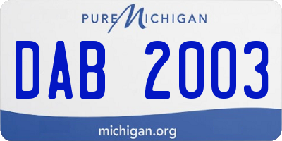 MI license plate DAB2003
