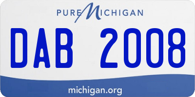 MI license plate DAB2008