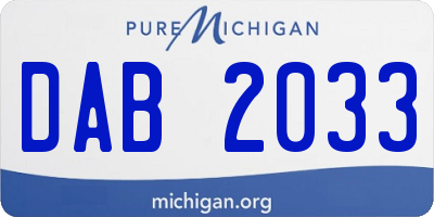 MI license plate DAB2033