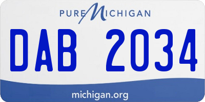 MI license plate DAB2034