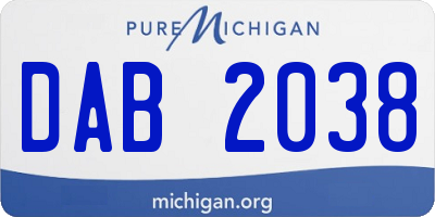 MI license plate DAB2038