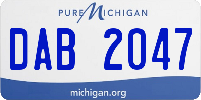 MI license plate DAB2047