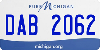 MI license plate DAB2062