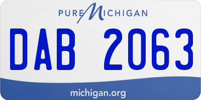 MI license plate DAB2063