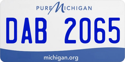 MI license plate DAB2065