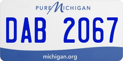 MI license plate DAB2067