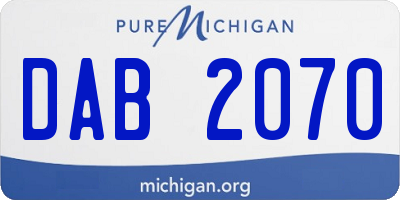 MI license plate DAB2070