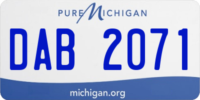 MI license plate DAB2071