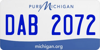 MI license plate DAB2072