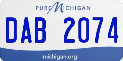 MI license plate DAB2074