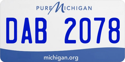 MI license plate DAB2078