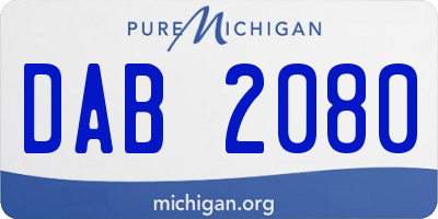 MI license plate DAB2080