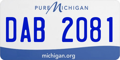 MI license plate DAB2081