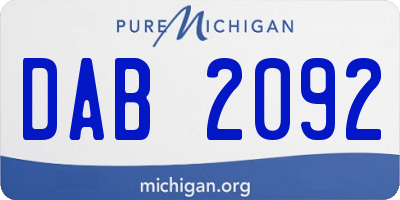 MI license plate DAB2092